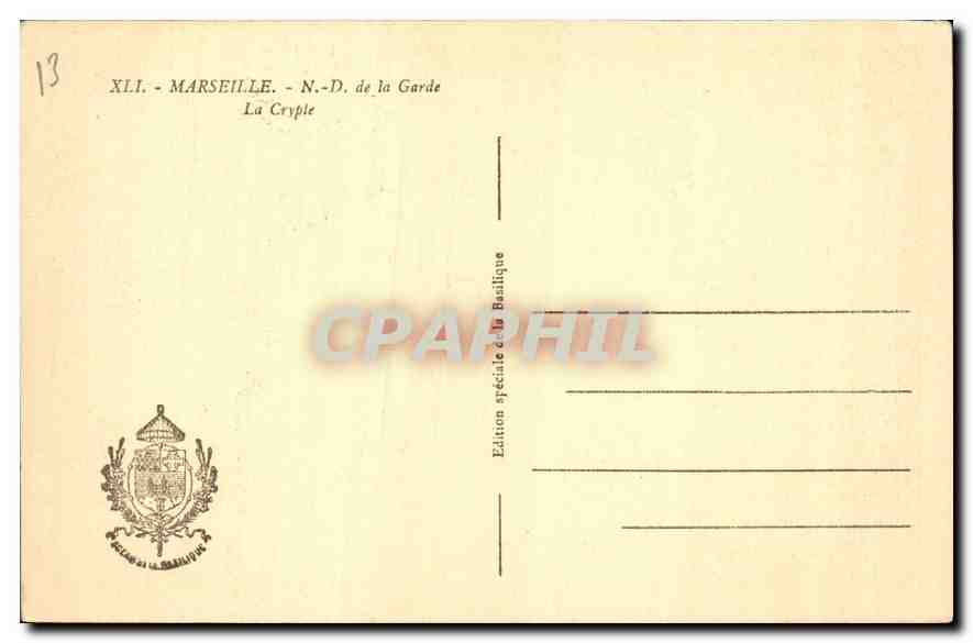 CPA Marseille N D de la Garde la Crypte  — Rückseite