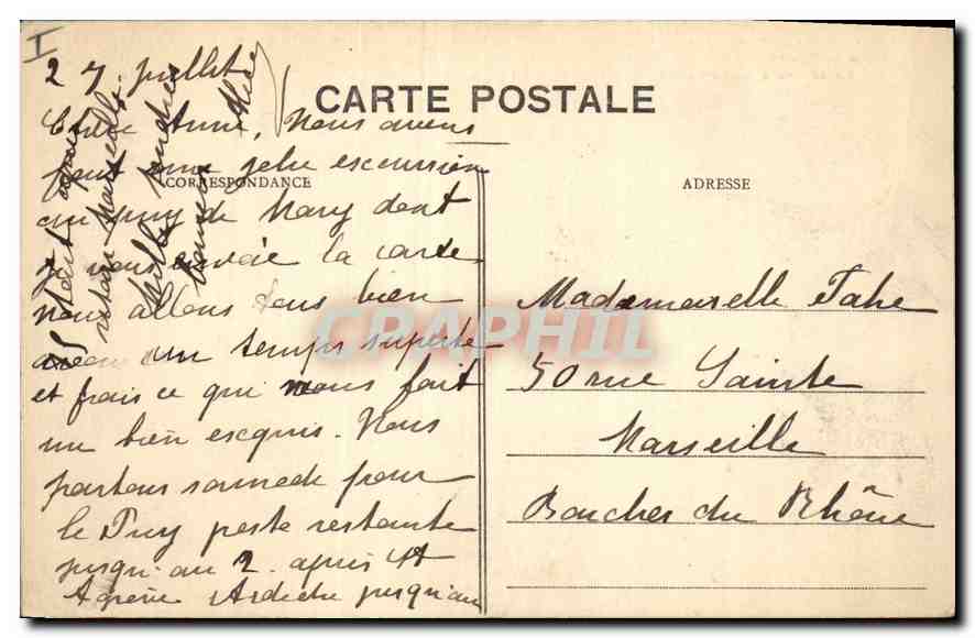 CPA Le Puy Mary domine les vallees qui font eventail autour de l'Antique Colcan du Cantal  — Rückseite