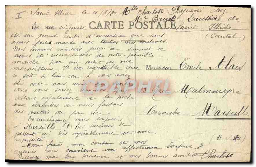 CPA Le Cantal Pittoresque le Sommet du Puy Mary  — Rückseite
