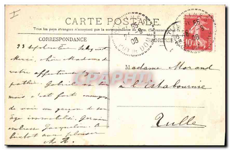 CPA Chateau de Tournoel pres Riom P de D  — Rückseite