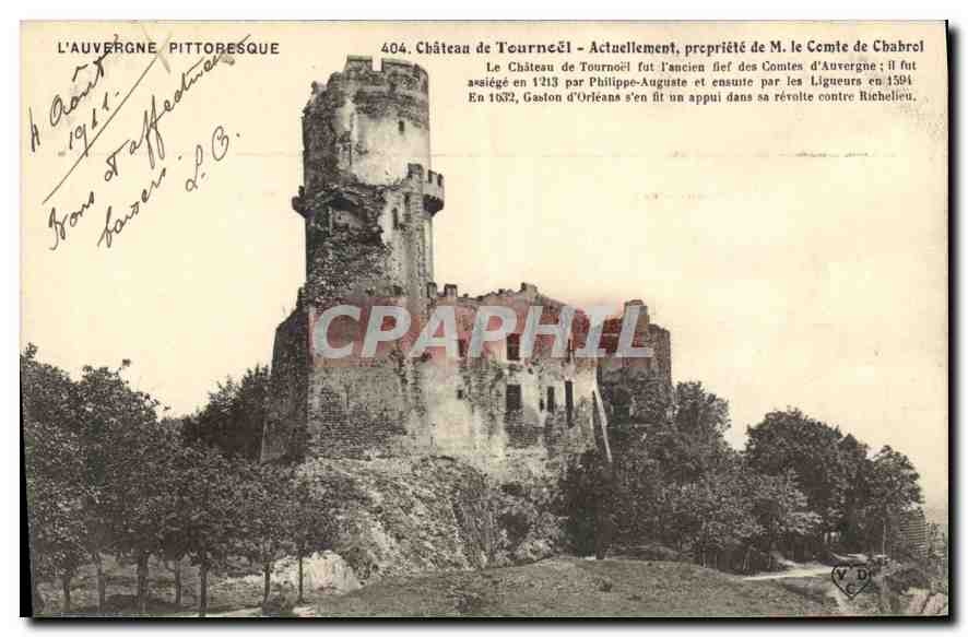 Château de Tournœil — Ruines d'un château médiéval — Éditeur L'Auvergne Pittoresque, n° 404