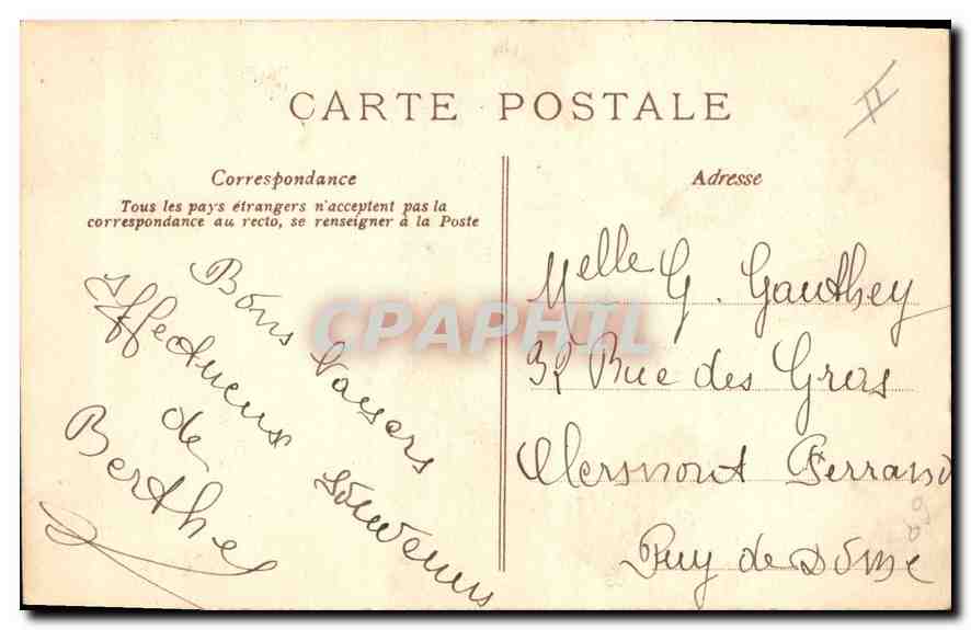 Eingang zum Schloss Tournœil — Die pittoreske Auvergne — Verlag C. C. 402 — Rückseite