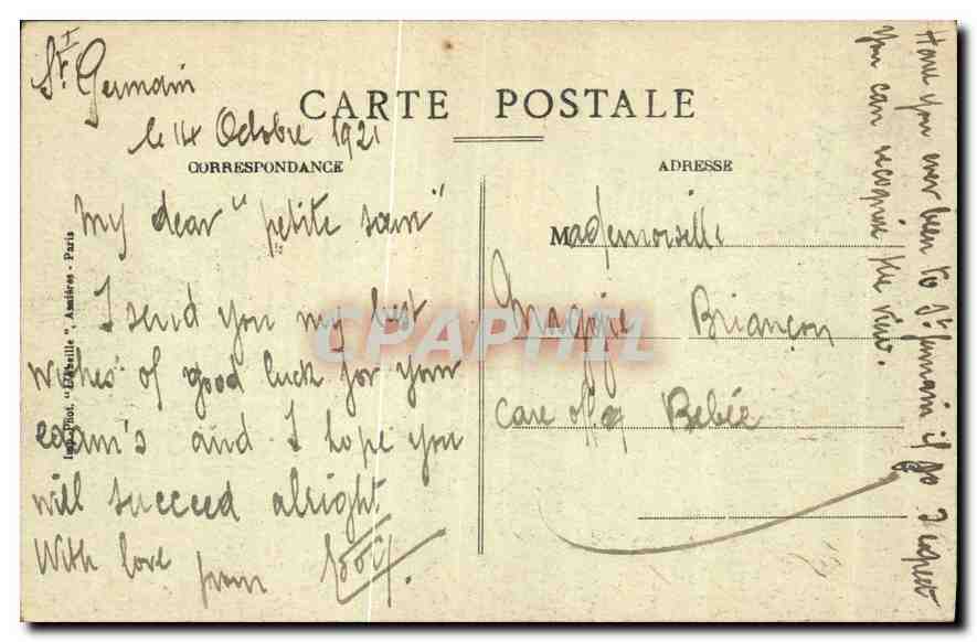 CPA Saint Germain en Laye le chateau l'eglise la Gare l'Amour et la Folie de Darbefeuille  — Verso