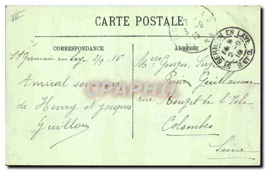 CPA Saint Germain en Laye le Rond Point de la Terrasse  — Verso