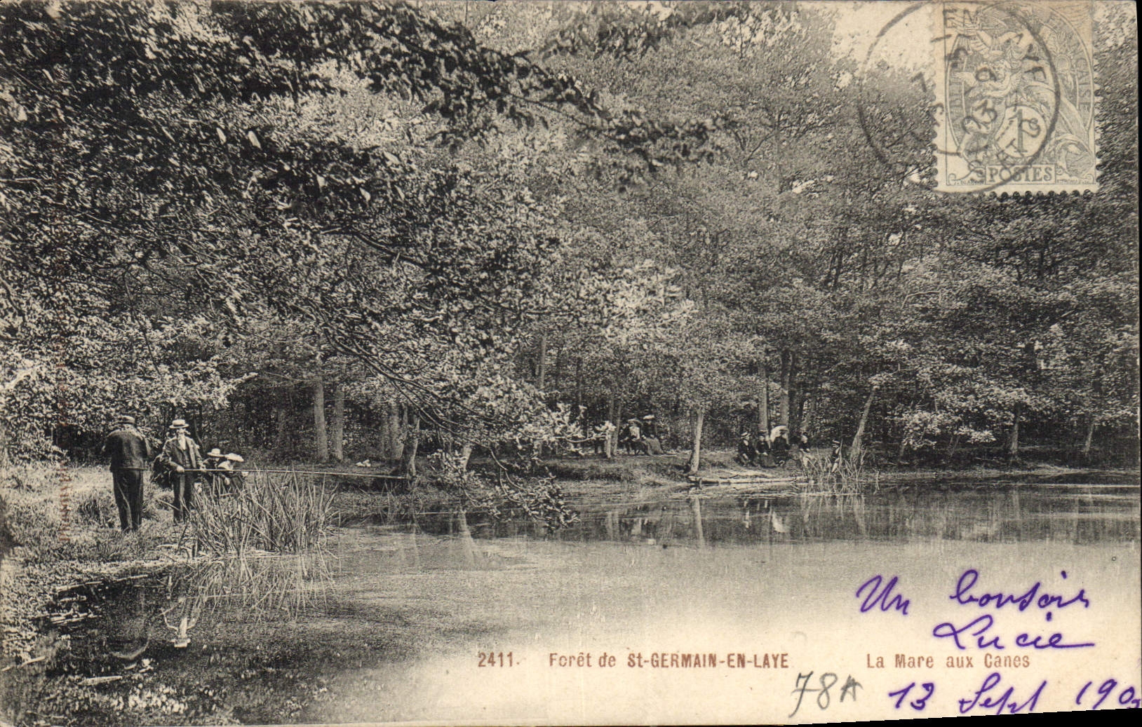 CPA Foret de Saint Germain en Laye la Mare aux Canes Peche Pecheur