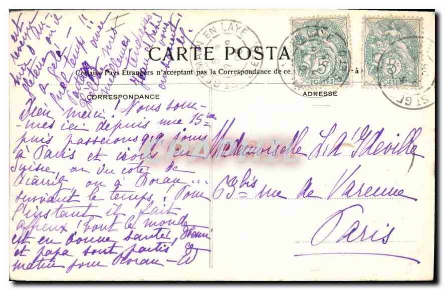 CPA Saint Germain en Laye le Chateau  — Verso