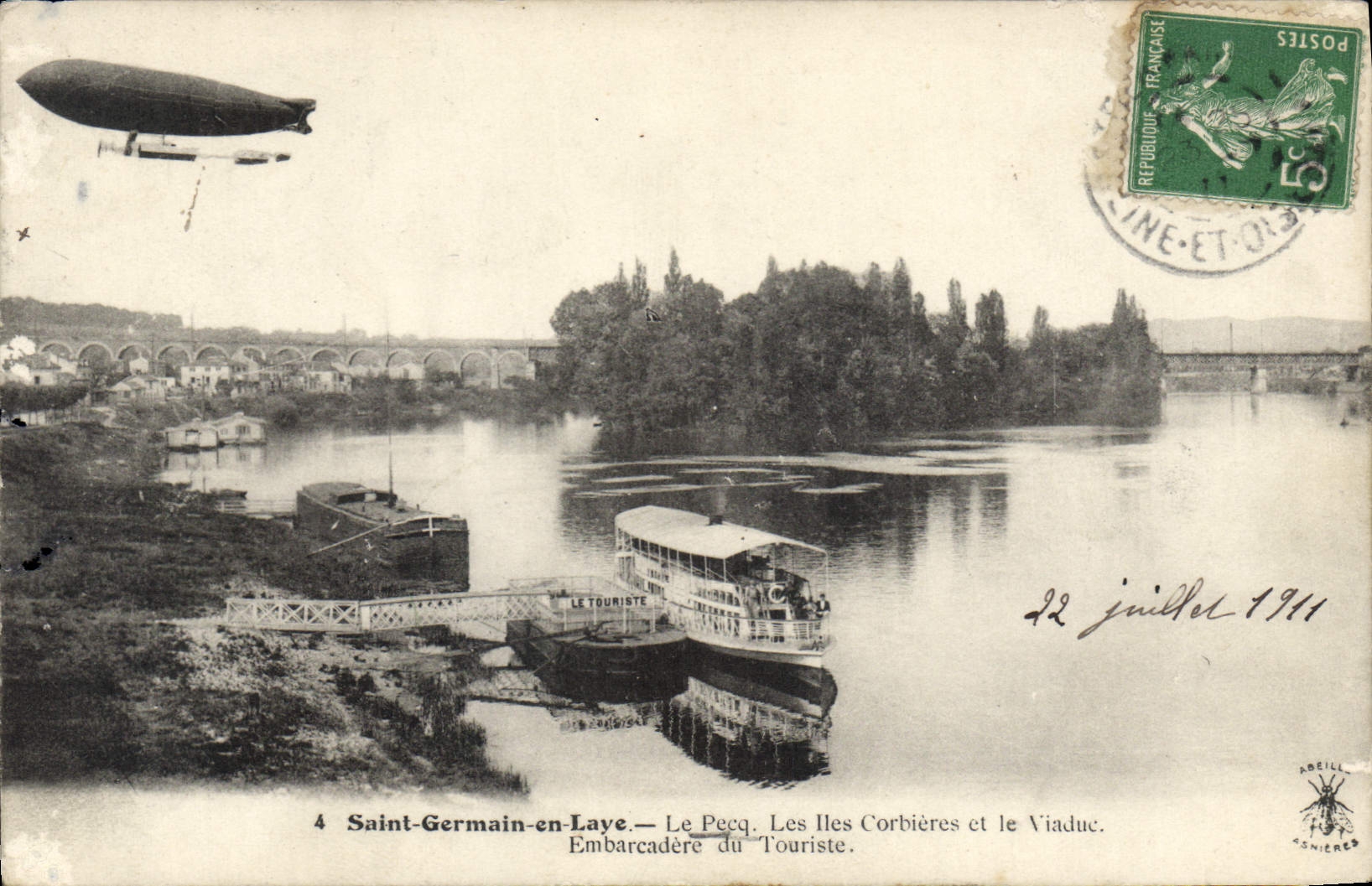 Saint-Germain-en-Laye — Le Pecq, Les Îles Corbières et le Viaduc — Éditeur ABEILL & SNIÈRES, n°4