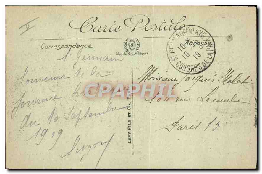 Saint-Germain-en-Laye — Le Château où fut présenté le traité de Paix aux plénipotentiaires autrichiens — LL. — Verso