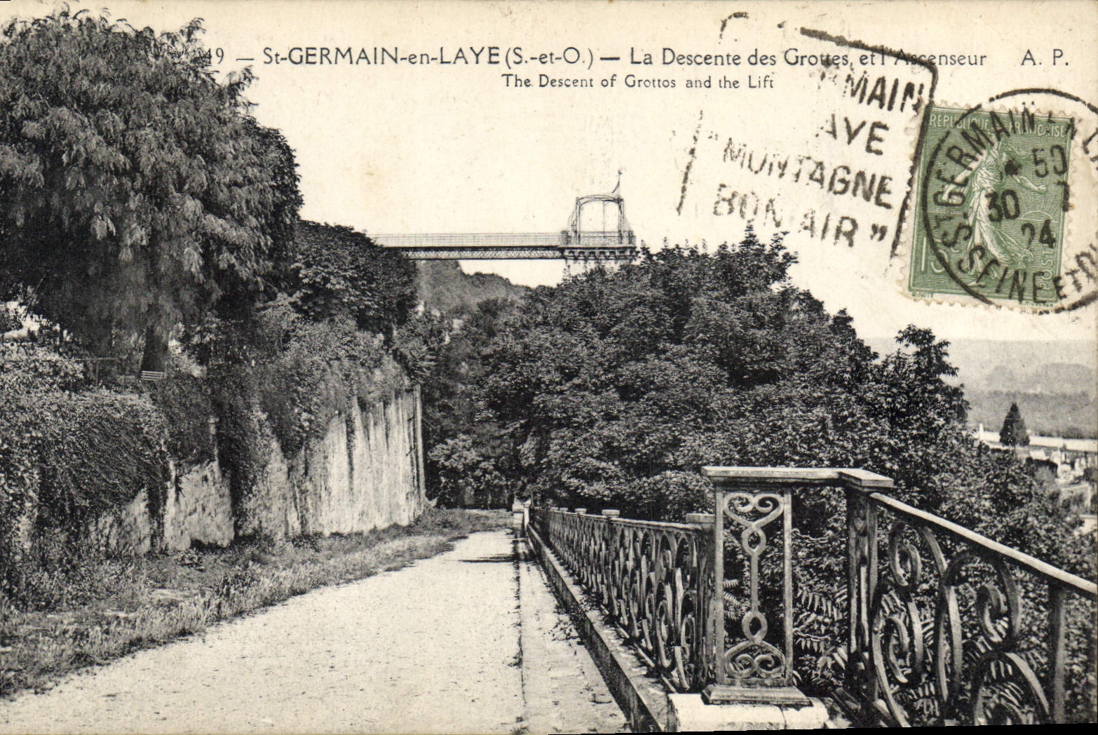 CPA Saint Germain en Laye S et O la Descente des Grottes et l'Ascenseur 