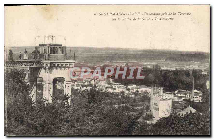 CPA Saint Germain en Laye Panorama pris de la Terrasse sur la Vallee de la Seine l'Ascenseur 