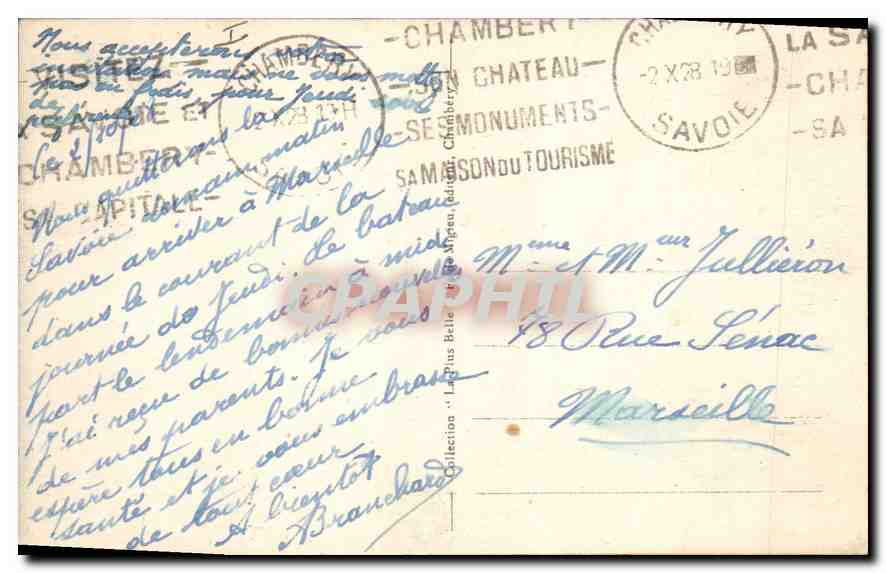 CPA Environs de Chambery les Charmettes Maison de JJ Rousseau  — Rückseite