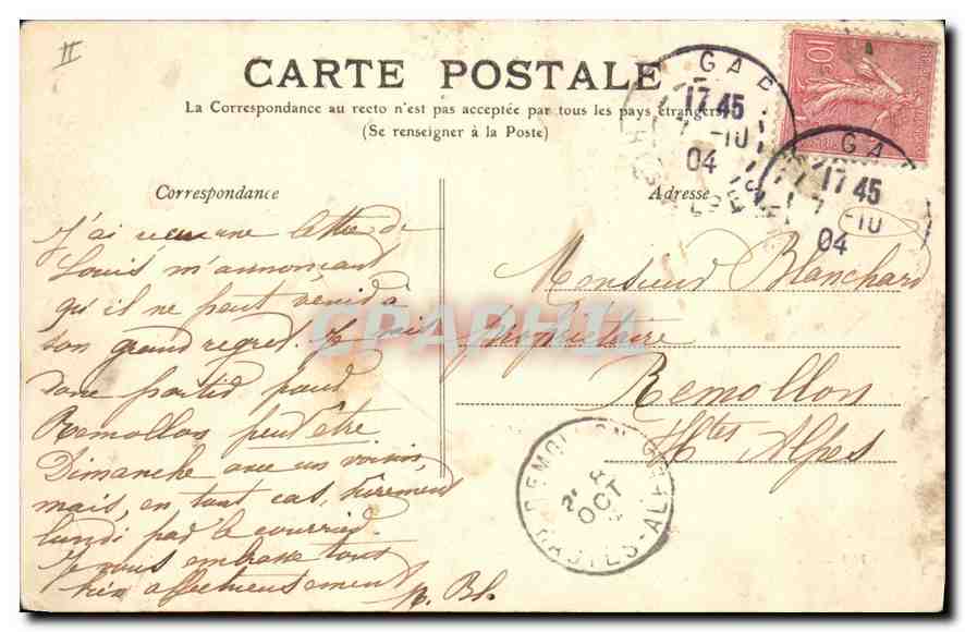 CPA La Maison des Charmettes pres Chambery  — Rückseite