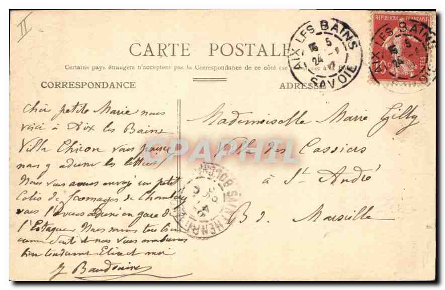 CPA Chambery les Charmettes Habitation de JJ Rousseau  — Rückseite