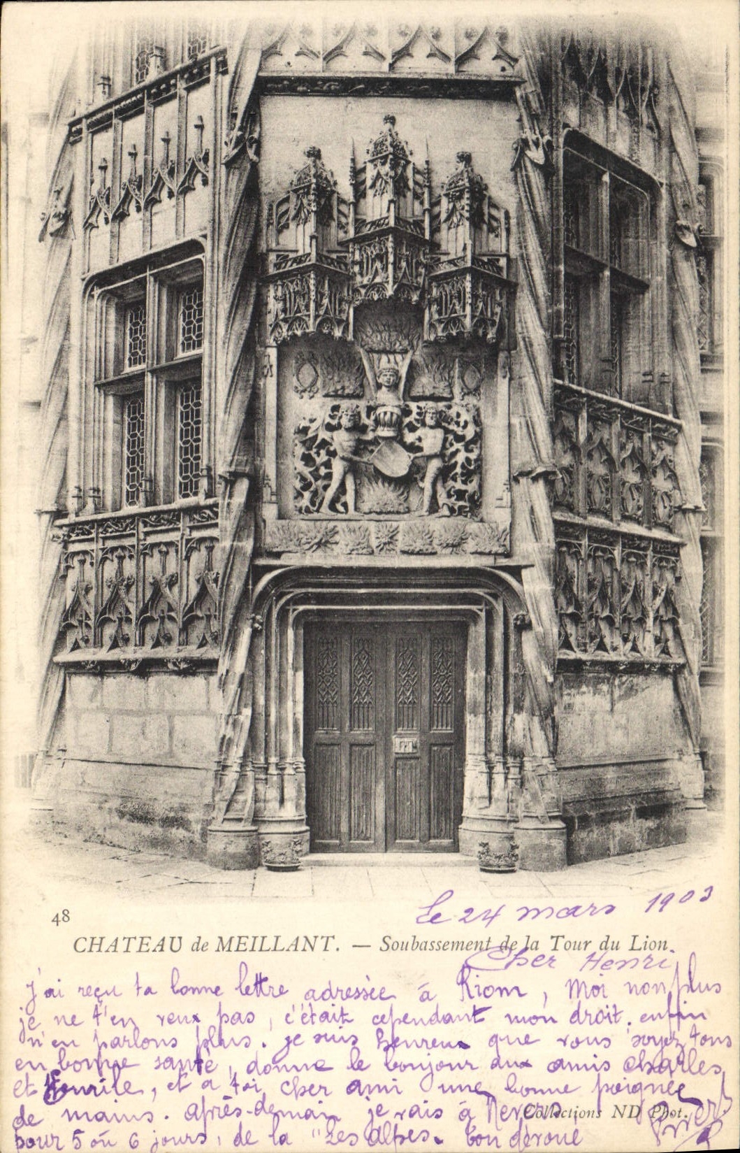 Schloss Meillant — Sockel der Löwenturm — Verleger ND, Nr. 48