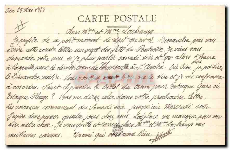 Aix-en-Provence — École Primaire Supérieure des Garçons — Le Parc — Éditeur: Gilché Amiel — Verso