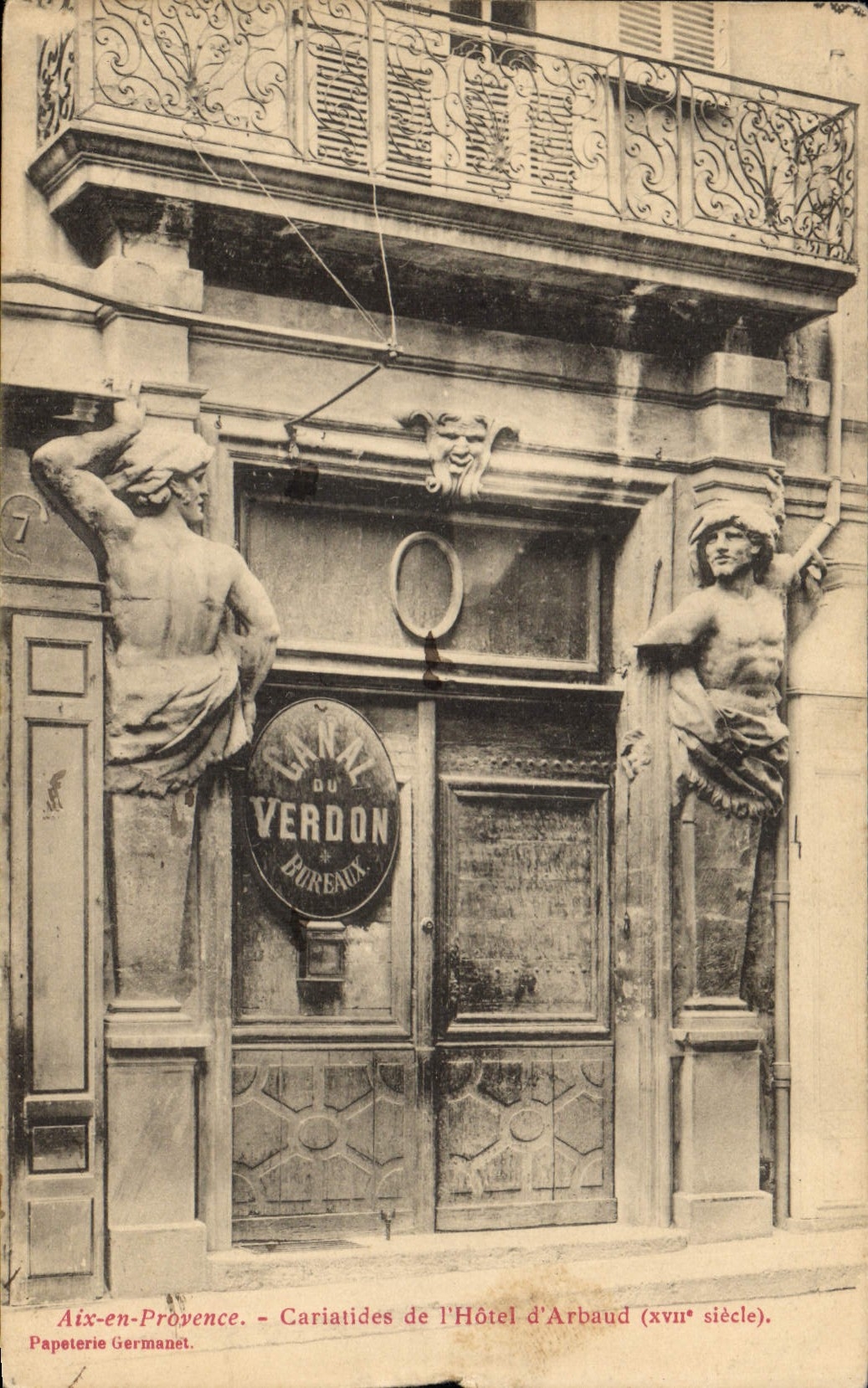 Aix-en-Provence — Cariatiden des Hôtel d'Arbaud (17. Jahrhundert) — Papeterie Germanet