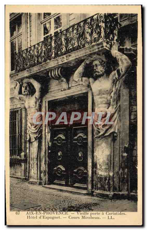 Aix-en-Provence — Hôtel d'Espagnet — Porte à Cariatides — LL. n°67