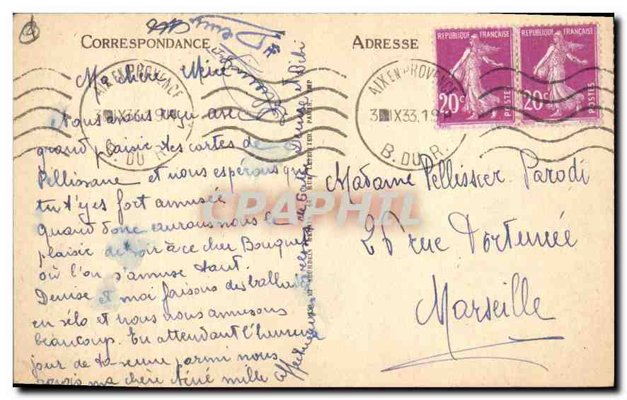 Aix-en-Provence — Hôtel d'Espagnet — Porte à Cariatides — LL. n°67 — Verso