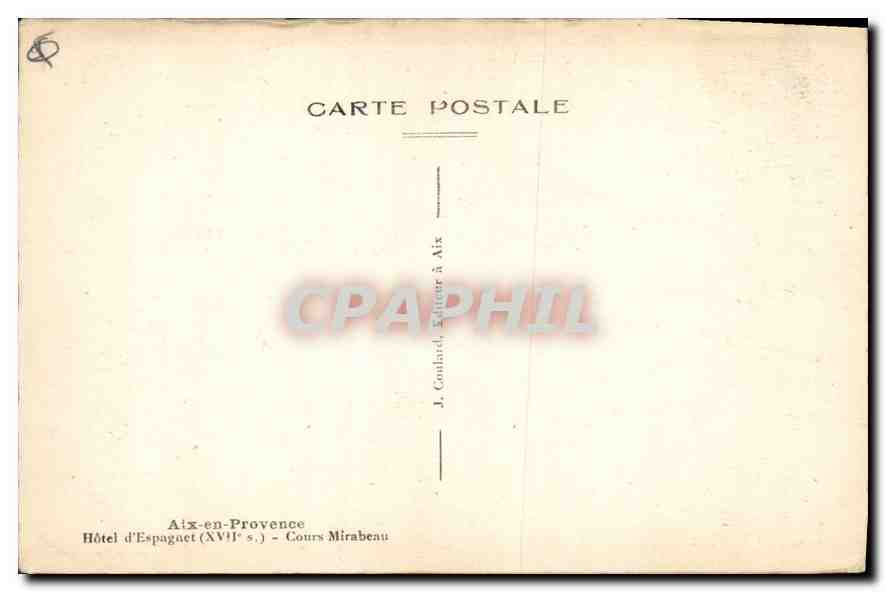 Hôtel d'Espagnet — Aix-en-Provence — J. Conhard, Verlag — Rückseite