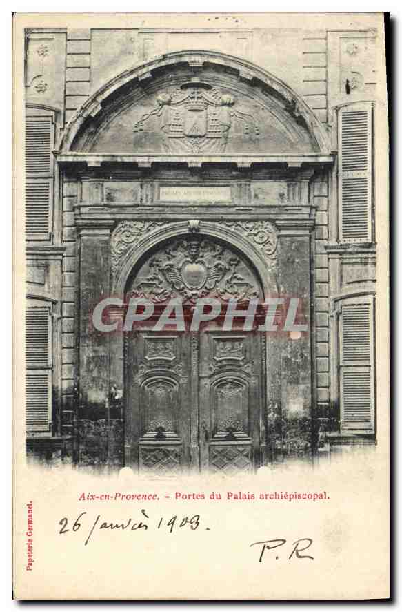 Aix-en-Provence — Portes du Palais archiépiscopal — Papotérie Germanet