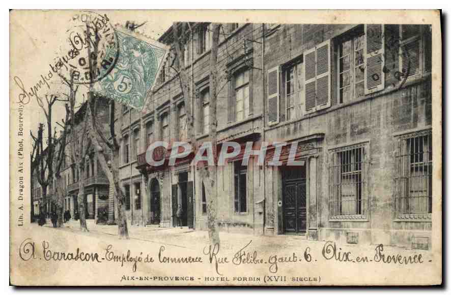 Aix-en-Provence — Hôtel Forbin (XVIIe siècle) — Lith. A. Dragon Aix (Phot. Bourvelot)