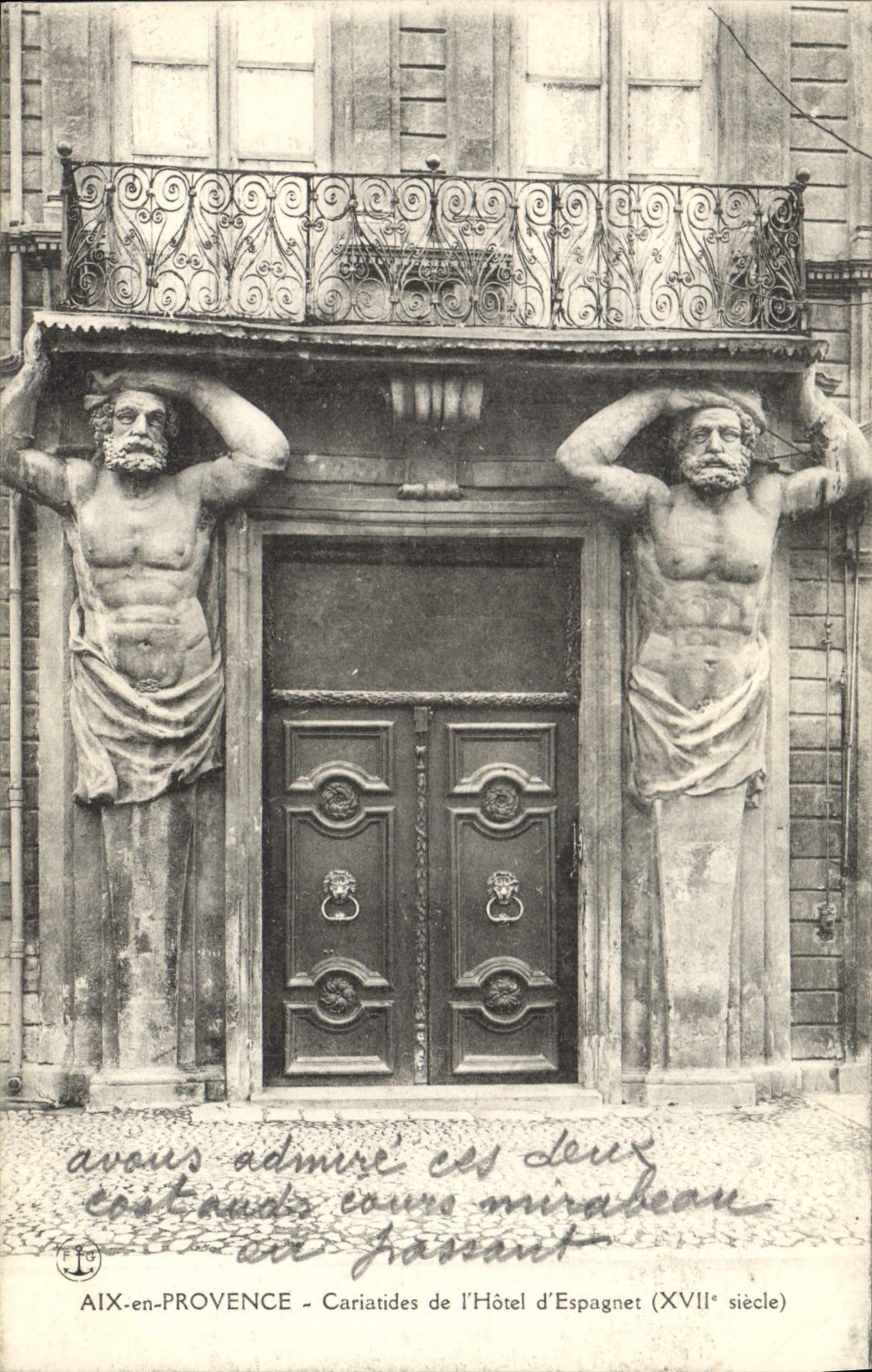 Aix-en-Provence — Karyatiden des Hotels d'Espagnet (17. Jahrhundert) — Verlag nicht sichtbar