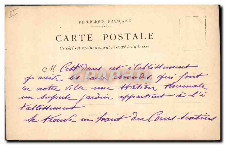 Aix-en-Provence — Établissement Thermal, Cours Sextius — Photo-Ateliers Baudouin, Marseille — Verso