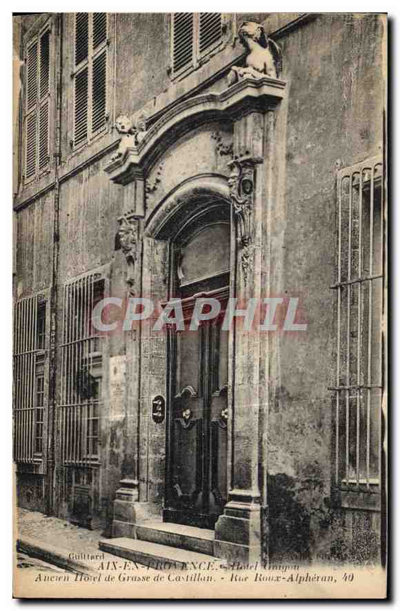 Aix-en-Provence — Ancien Hôtel de Grasse de Castillan — Hôtel Guigon, rue Roux-Alphérán, 40