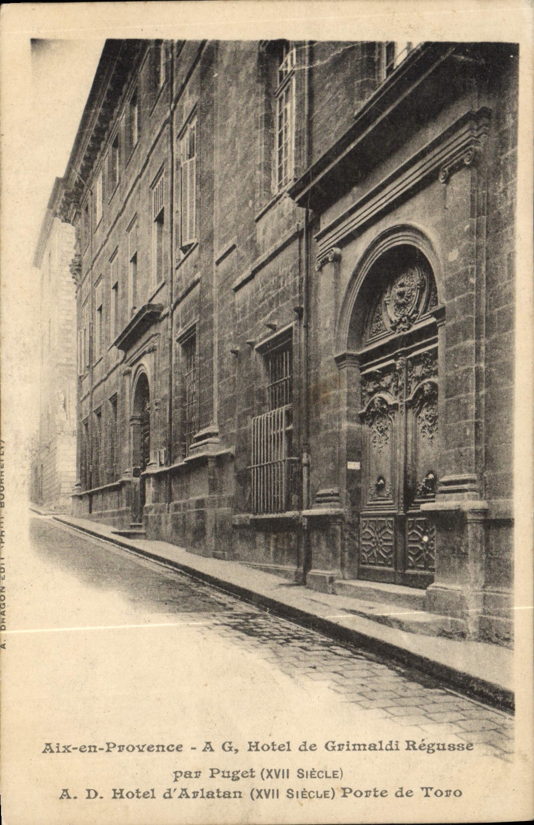 Aix-en-Provence - A G, Hôtel de Grimaldi Régusse (XVIIe siècle) - par Puget