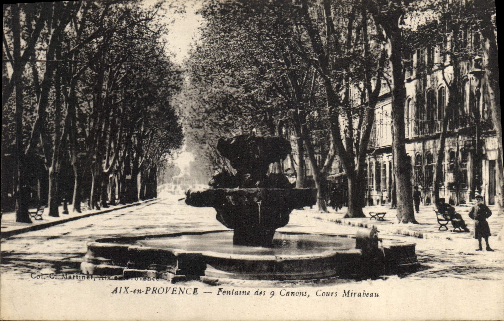 AIX-en-PROVENCE — Fontaine des 9 Canons, Cours Mirabeau — Col. C. Martinet