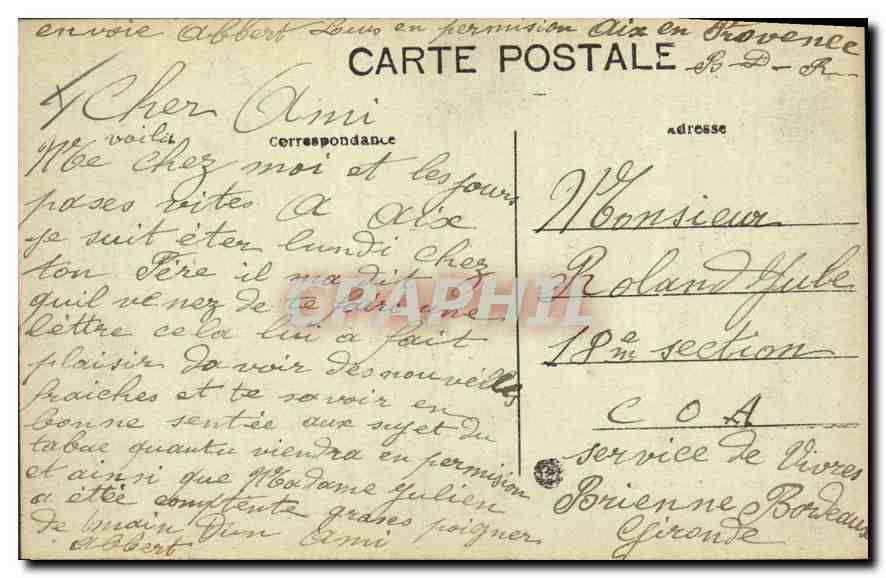 AIX-en-PROVENCE — Fontaine des 9 Canons, Cours Mirabeau — Col. C. Martinet — Verso