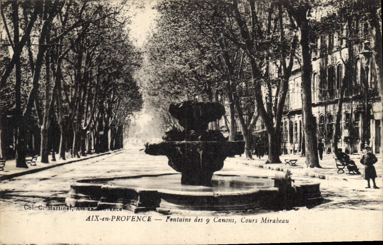 AIX-en-PROVENCE — Fontaine des 9 Canons, Cours Mirabeau — Col. C. Martinet