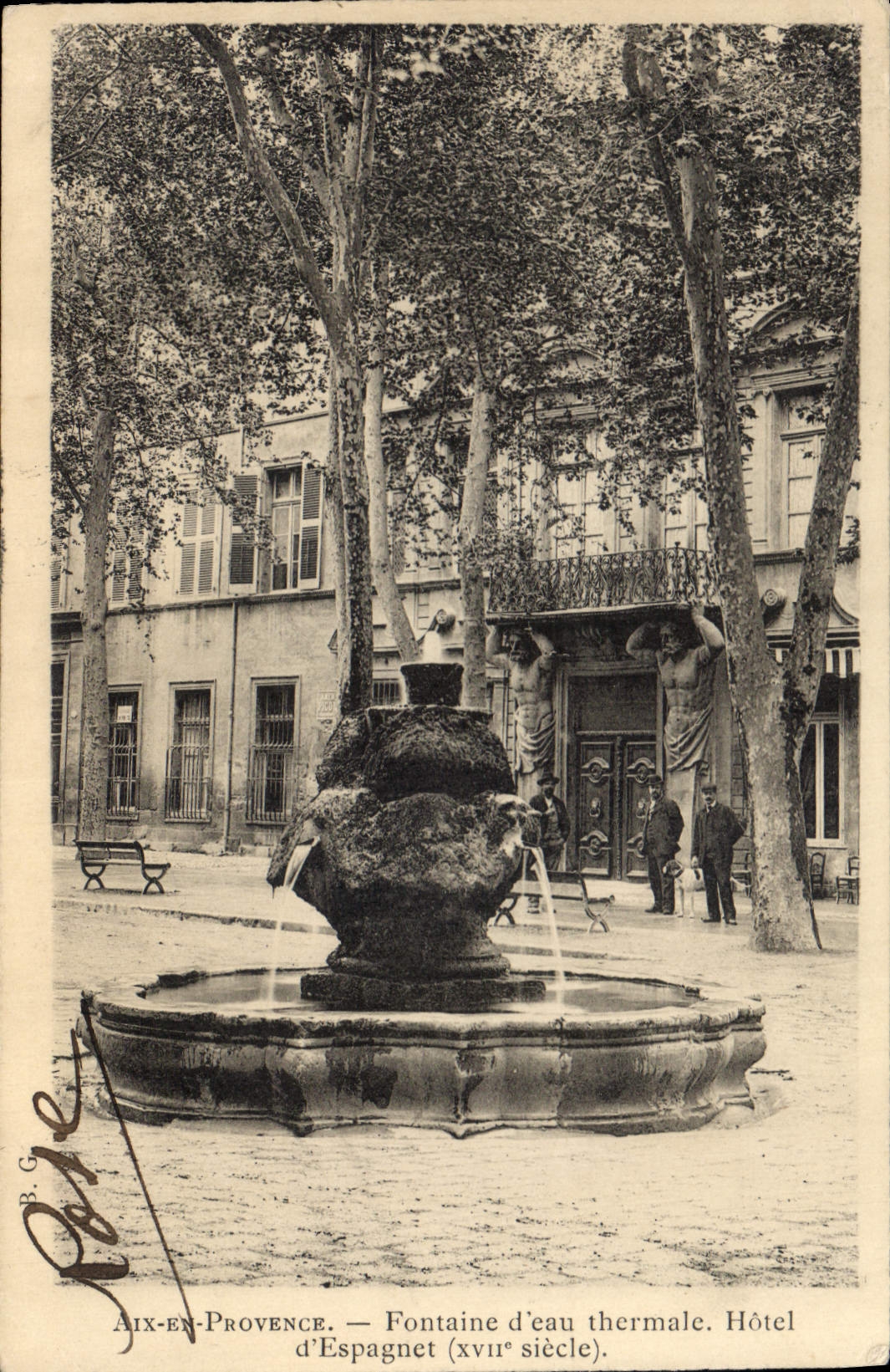Aix-en-Provence — Fontaine d'eau thermale d'Espagnet (xvii° siècle). Hôtel d'Espagnet