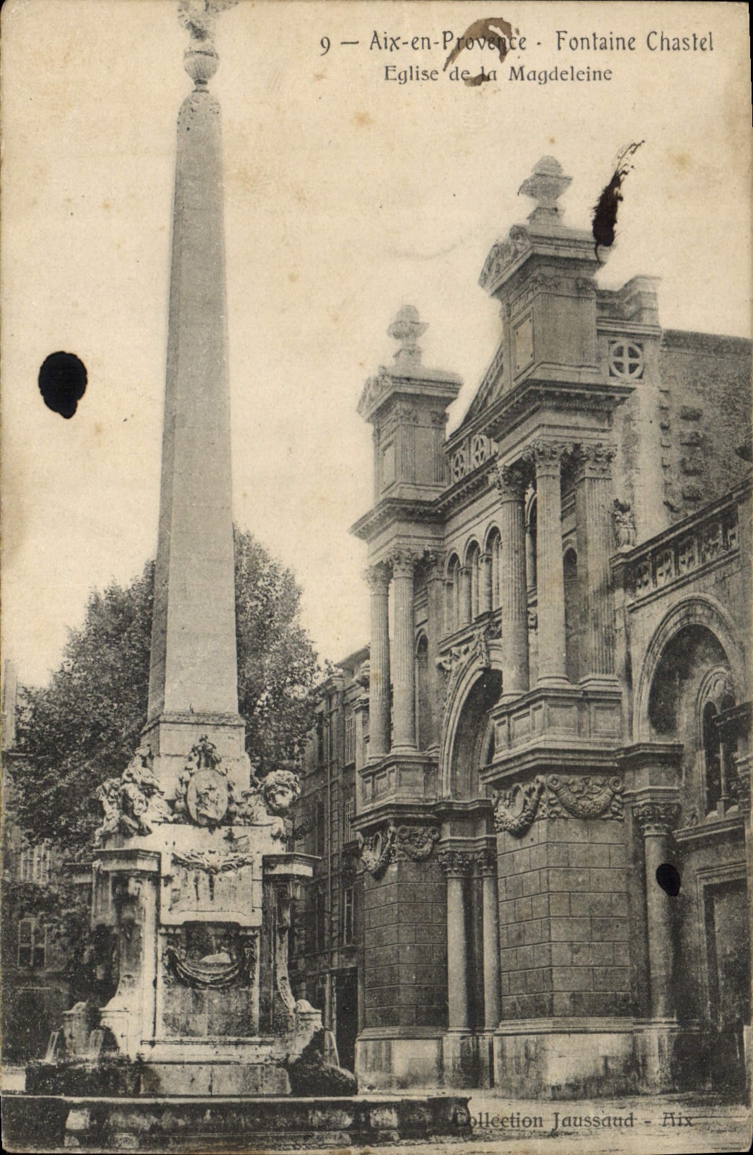 Aix-en-Provence - Fontaine Chastel et Église de la Magdeleine — Collection Jaussaud