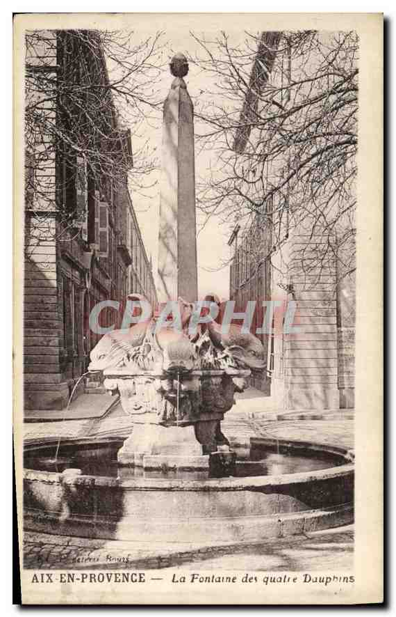 Aix-en-Provence — Fontaine des Quatre Dauphins — Verleger: A. Roux