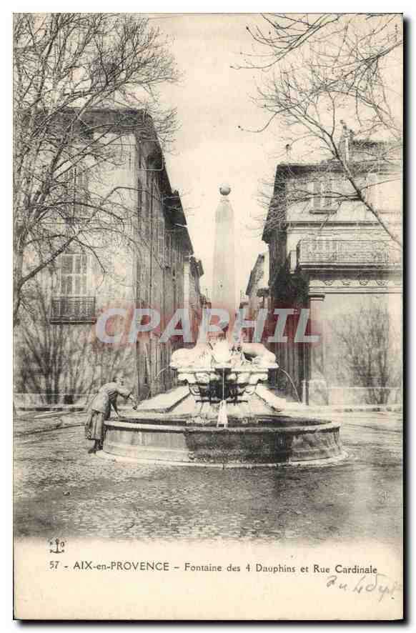 CPA Aix en Provence Fontaine des 4 Dauphins et Rue Cardinale 