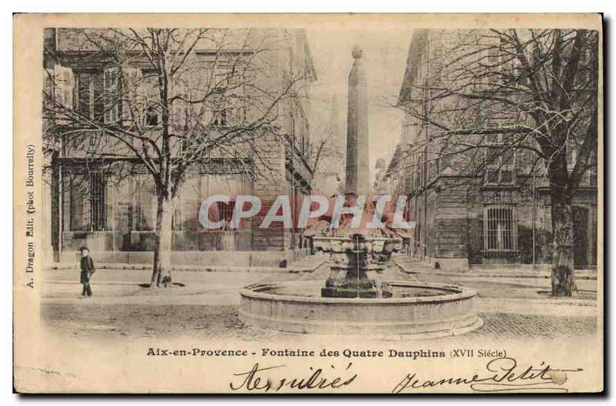 Aix-en-Provence — Fontaine des Quatre Dauphins (XVIIe siècle) — A. Dragon (phot. Bournelly)