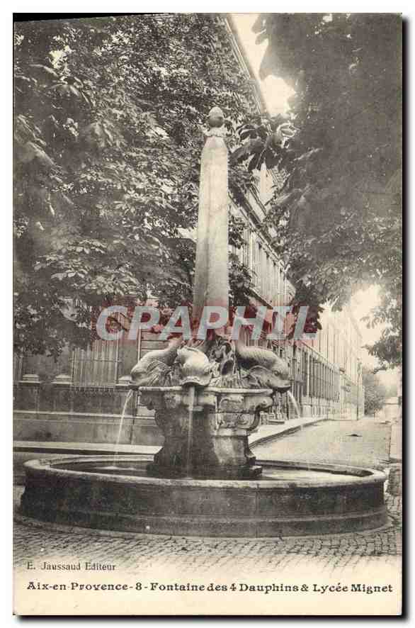 CPA Aix en Provence 8 Fontaine des 4 Dauphins et Lycee Mignet 