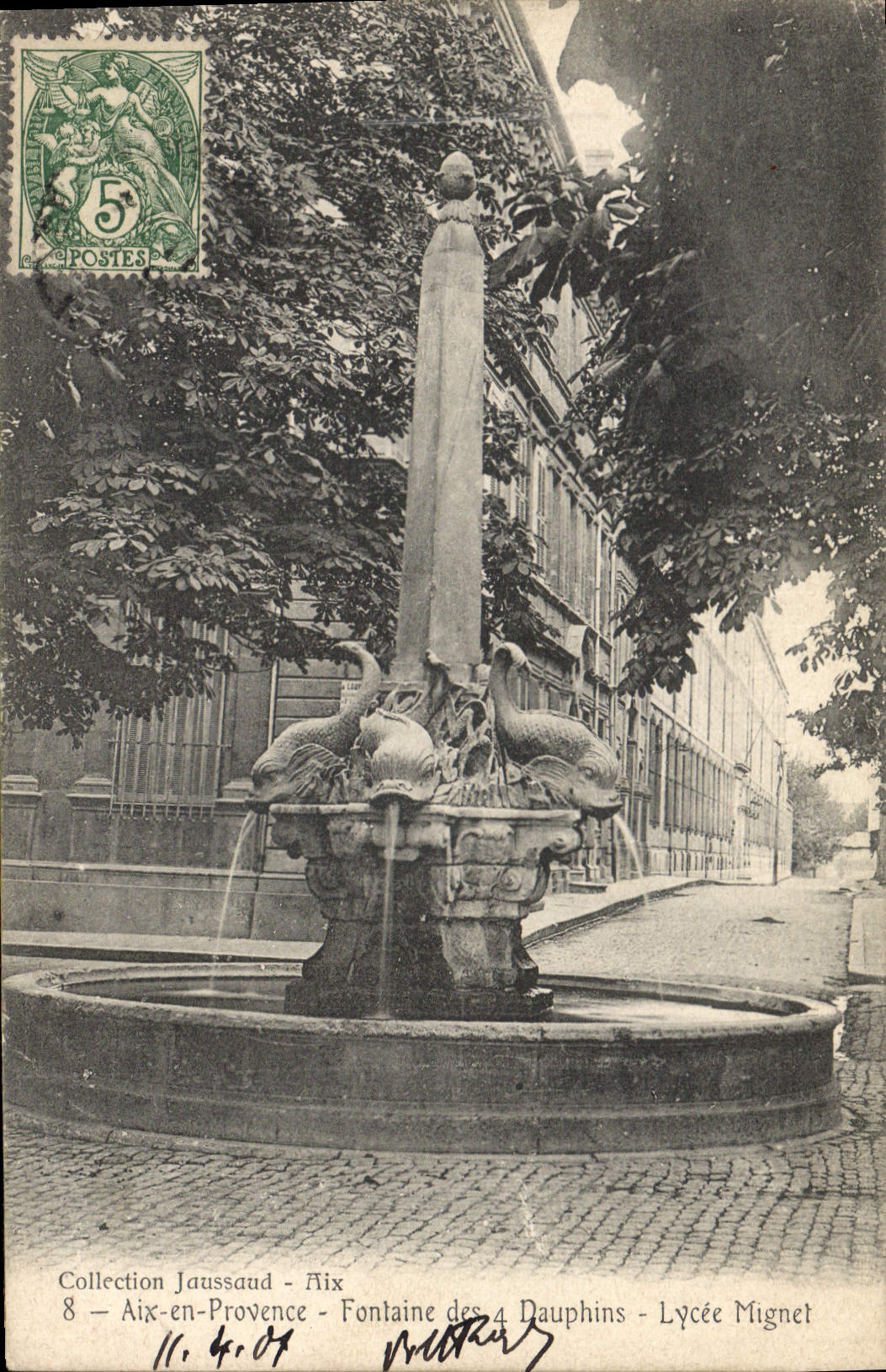 Aix-en-Provence — Fountain of the Four Dolphins — Lycée Mignet — Jaussaud Collection