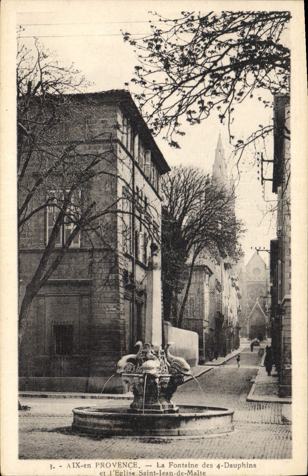 Aix-en-Provence — The Fontaine des 4-Dauphins and the Church of Saint-Jean-de-Malte
