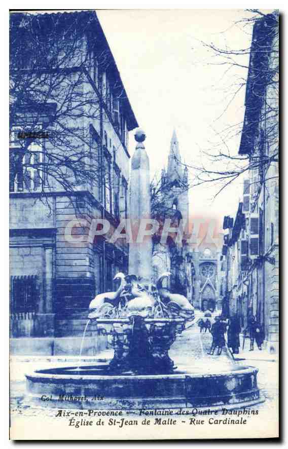 Aix-en-Provence — Fountain of the Four Dolphins — Church of St-Jean de Malte — Cardinal Street