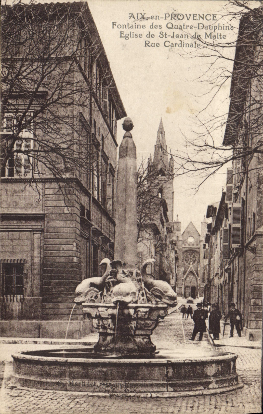 Aix-en-Provence — Fontaine des Quatre-Dauphins, Église Saint-Jean-de-Malte, Rue Cardinale — édit. Martinet, n° 244