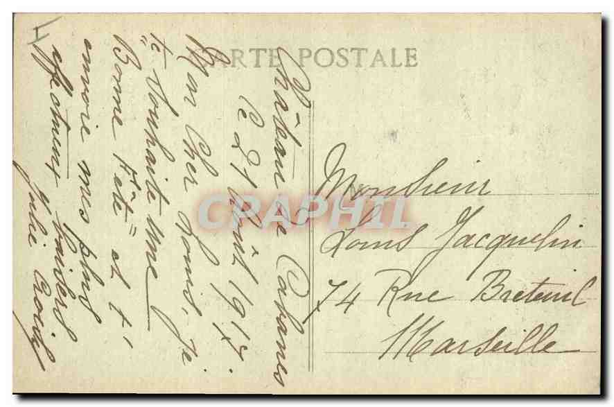 Aix-en-Provence — Cours Mirabeau — Fontaine Thermale — J-B Bouis, dit. — Verso