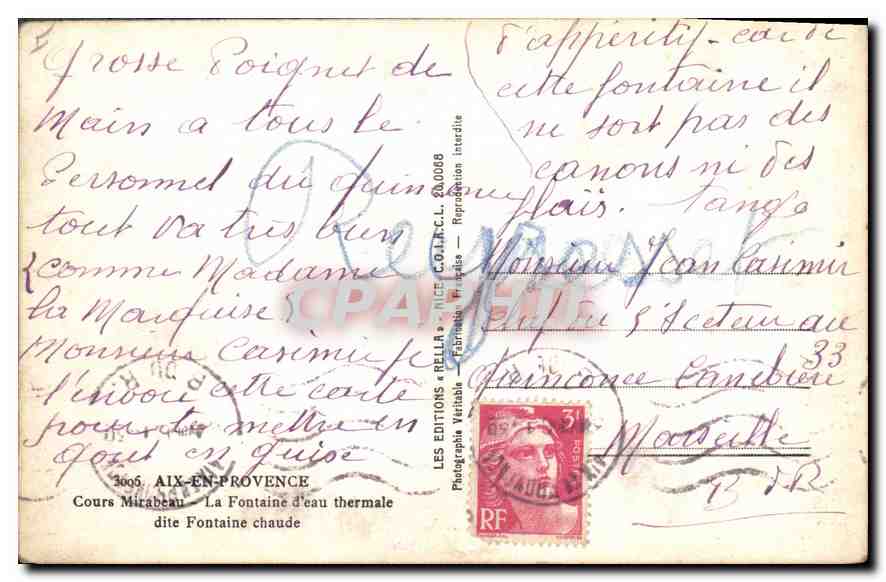 Hot Spring of Aix-en-Provence — Cours Mirabeau — Éditions Rella — Back