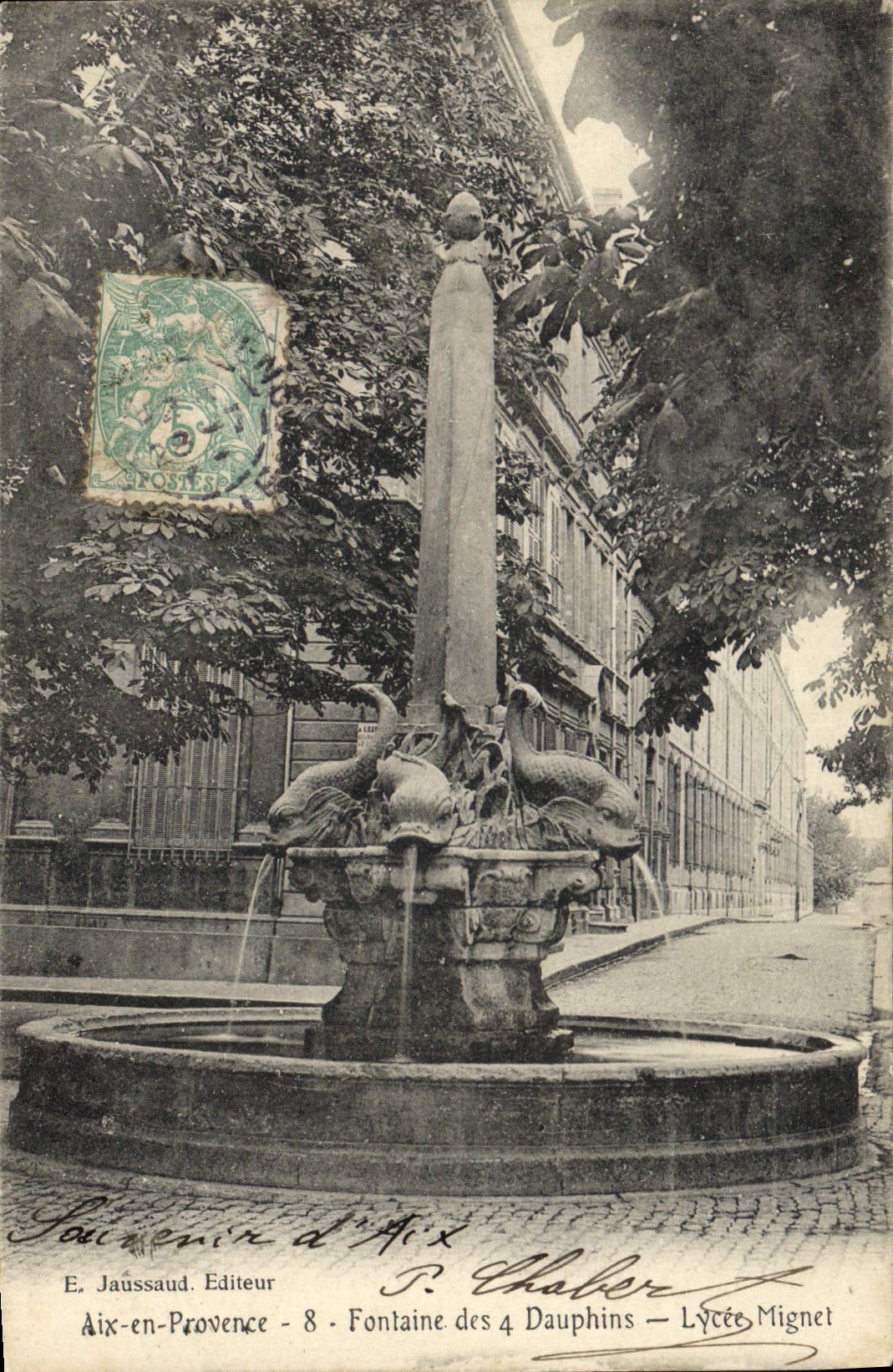 Aix-en-Provence — Fontaine des 4 Dauphins — Lycée Mignet — E. Jaussaud Publisher