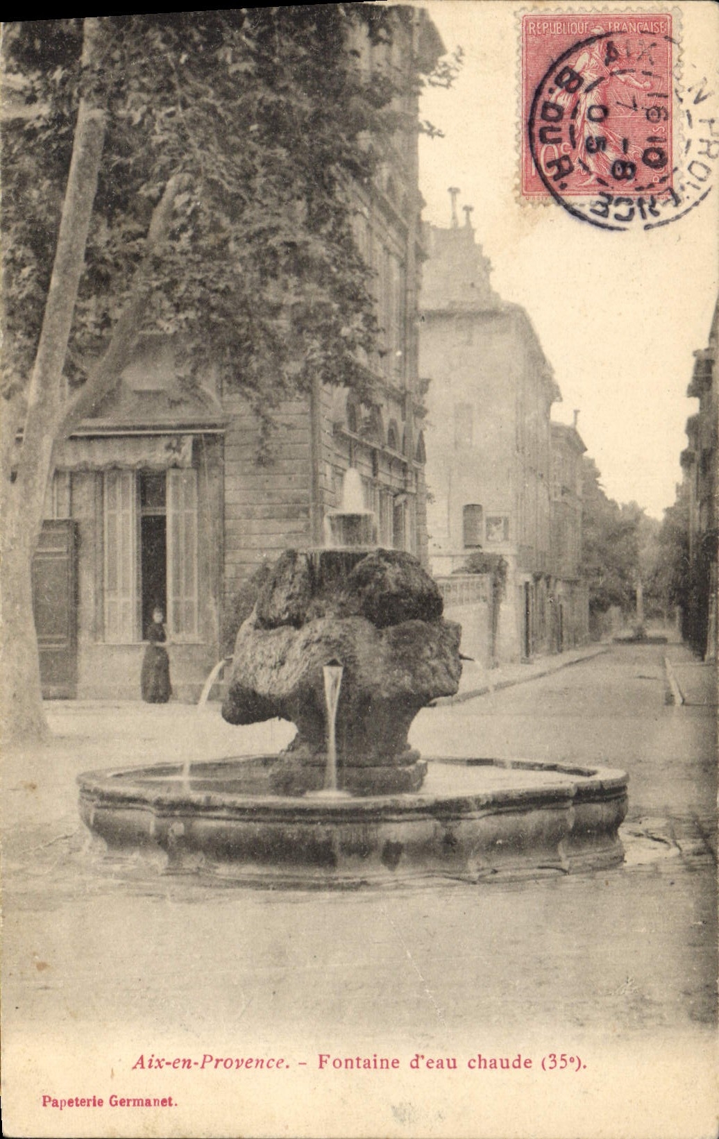 Aix-en-Provence — Warmwasserbrunnen (35°) — Papeterie Germanet