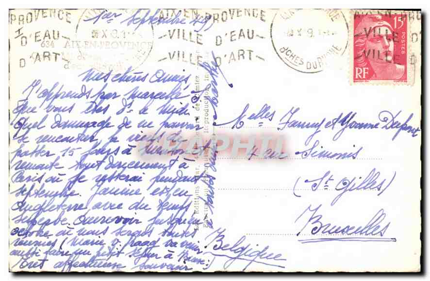 Fontaine 'Maz' — Aix-en-Provence — éditée par 'Ville d'Art' — Verso