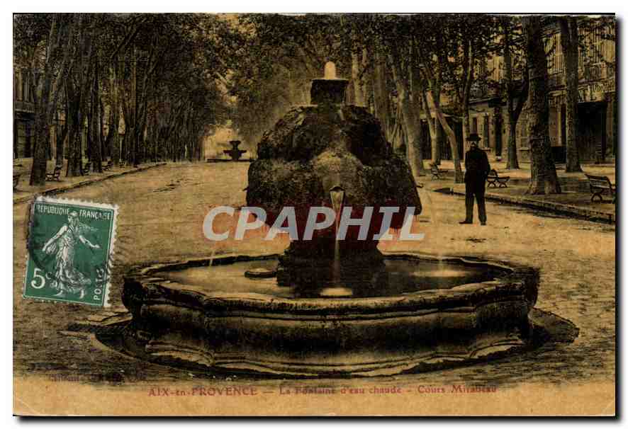 Aix-en-Provence — Die Warmwasserfontäne — Cours Mirabeau