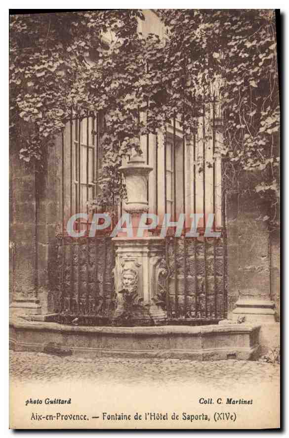Aix-en-Provence — Fontaine de l'Hôtel de Saporta (XIVe) — photo Guittard, Coll. C. Martinet
