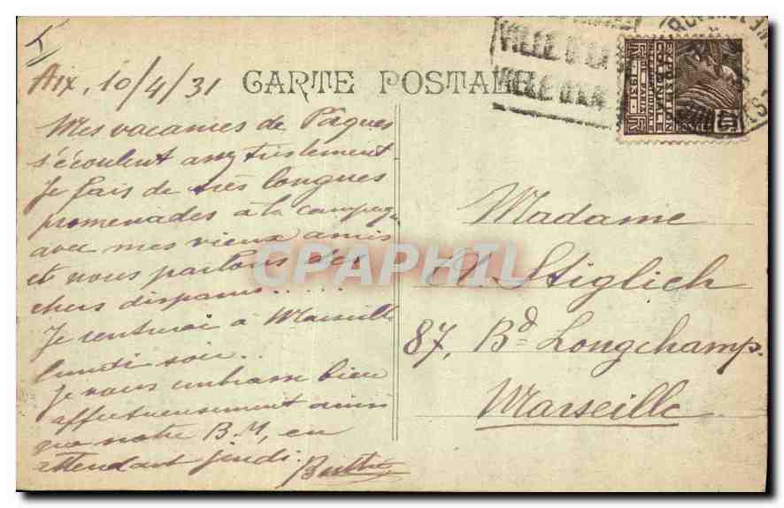 Aix-en-Provence — Fontaine de l'Hôtel de Saporta — Éditeur Ripert — Verso